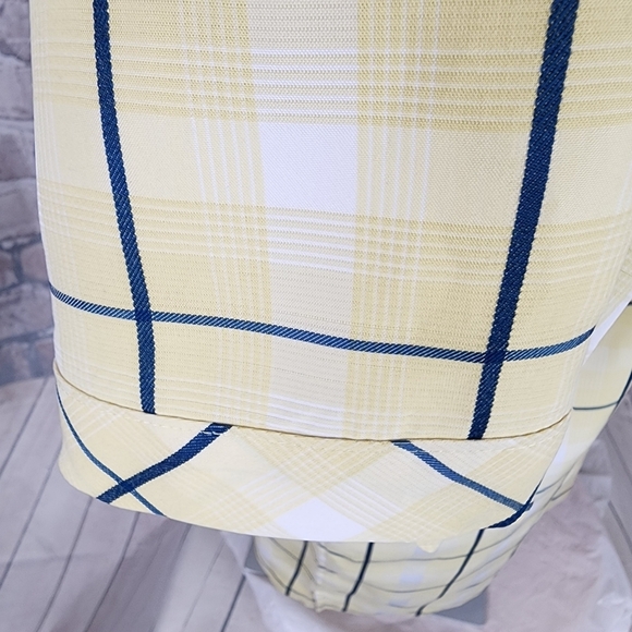 Quicksilver Plaid Button Front Shirt Short Sleeve Yellow Navy White Size XL - Picture 10 of 16